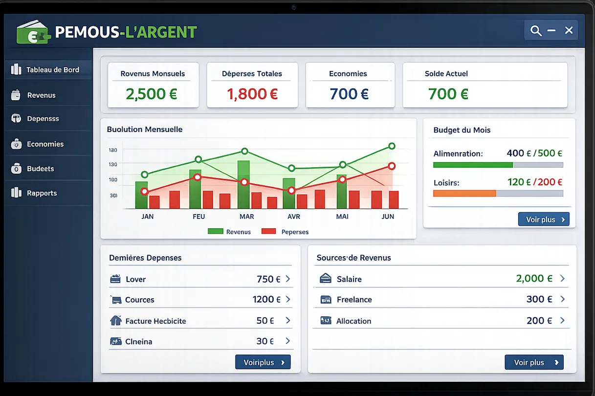 Pemous Money � Interface de la plateforme fintech